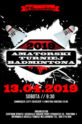 Miniatura wydarzenia - Amatorski turniej badmintona w Bydgoszczy 13.04.2019